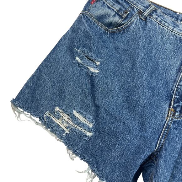 Bugle Boy VTG Distressed Cut Off High Rise Frayed Jean Denim Shorts 16/18 - Picture 4 of 6
